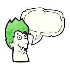 cartoon vampire head with speech bubble N10