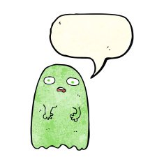 funny cartoon ghost with speech bubble N23