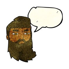 cartoon bearded man with speech bubble N13