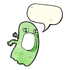 funny cartoon ghost with speech bubble N25