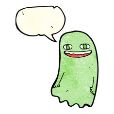 funny cartoon ghost with speech bubble N26