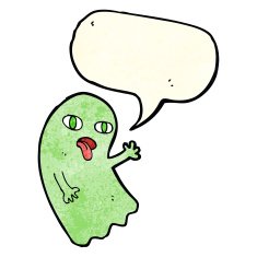 funny cartoon ghost with speech bubble N27