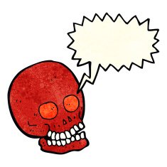 cartoon skull with speech bubble N7