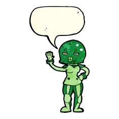 cartoon female astronaut with speech bubble N12