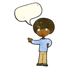 cartoon pointing boy with speech bubble N9