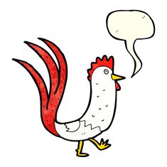 cartoon cockerel with speech bubble N7