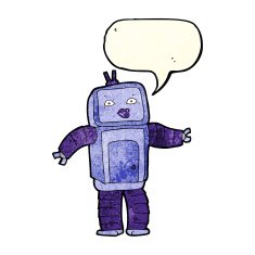 funny cartoon robot with speech bubble N16