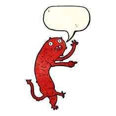 cartoon gross little monster with speech bubble N3
