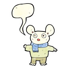 cartoon mouse in clothes with speech bubble N4