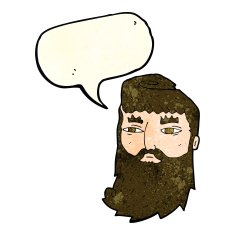cartoon bearded man with speech bubble N14