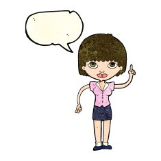 cartoon woman with idea speech bubble N58