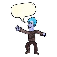 cartoon vampire man with speech bubble N31