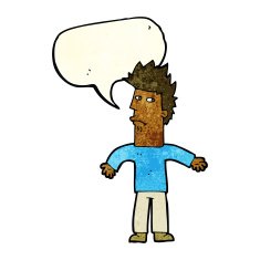 cartoon confused man with speech bubble N9