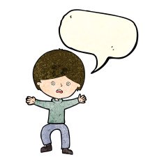 cartoon boy panicking with speech bubble N9