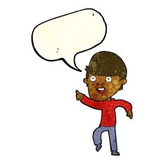 cartoon happy man with speech bubble N100