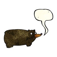 funny cartoon bear with speech bubble N7