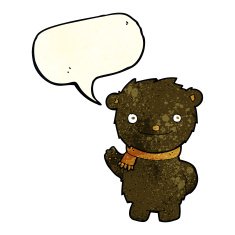 cartoon cute black bear with speech bubble N20