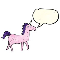 cartoon unicorn with speech bubble N9