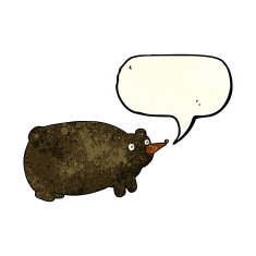 funny cartoon bear with speech bubble N9
