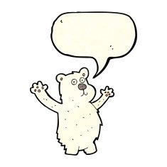 cartoon funny polar bear with speech bubble N2