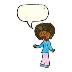 cartoon happy woman with speech bubble N60