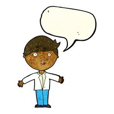 cartoon man in casual jacket with speech bubble N3