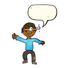 cartoon amazed boy with speech bubble N6