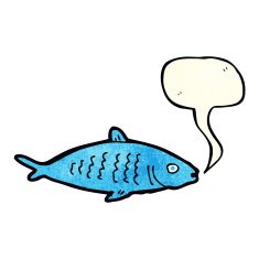 cartoon fish with speech bubble N19