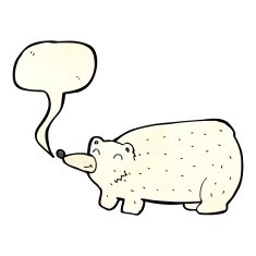 funny cartoon polar bear with speech bubble N8