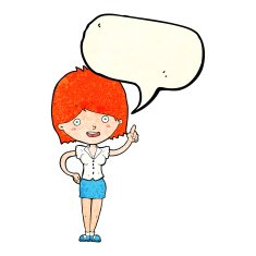 cartoon woman with idea speech bubble N59