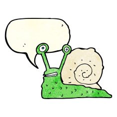 cartoon snail with speech bubble N12