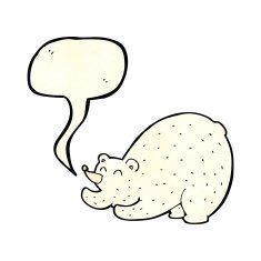 cartoon stretching polar bear with speech bubble N2
