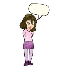 cartoon confused woman with speech bubble N18