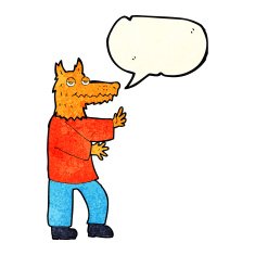 cartoon fox with speech bubble N6