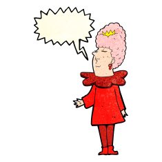 cartoon queen with speech bubble N3