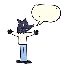 cartoon werewolf with speech bubble N5