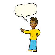 cartoon shocked boy pointing with speech bubble N3