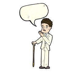 cartoon shocked gentleman with speech bubble N3