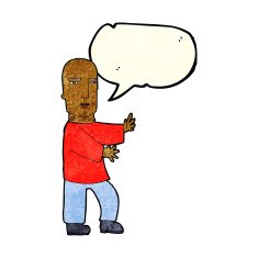 cartoon tough man with speech bubble N5