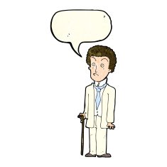 cartoon unhappy gentleman with speech bubble N3