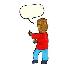 cartoon tough man with speech bubble N6