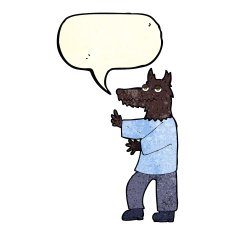 cartoon werewolf with speech bubble N6