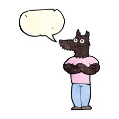 cartoon werewolf with speech bubble N8