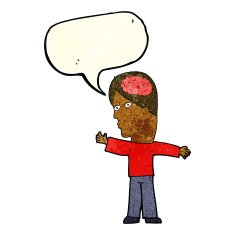 cartoon man with brain speech bubble N3