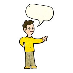 cartoon shocked boy pointing with speech bubble N4