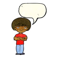 cartoon smug looking man with speech bubble N3