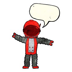 cartoon astronaut with speech bubble N27