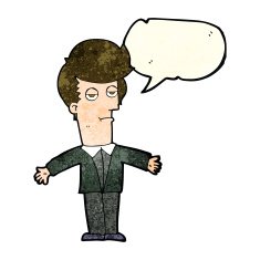 cartoon bored man with speech bubble N14