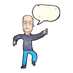 cartoon angry old man with speech bubble N32