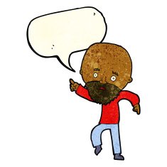 cartoon worried old man pointing with speech bubble N3